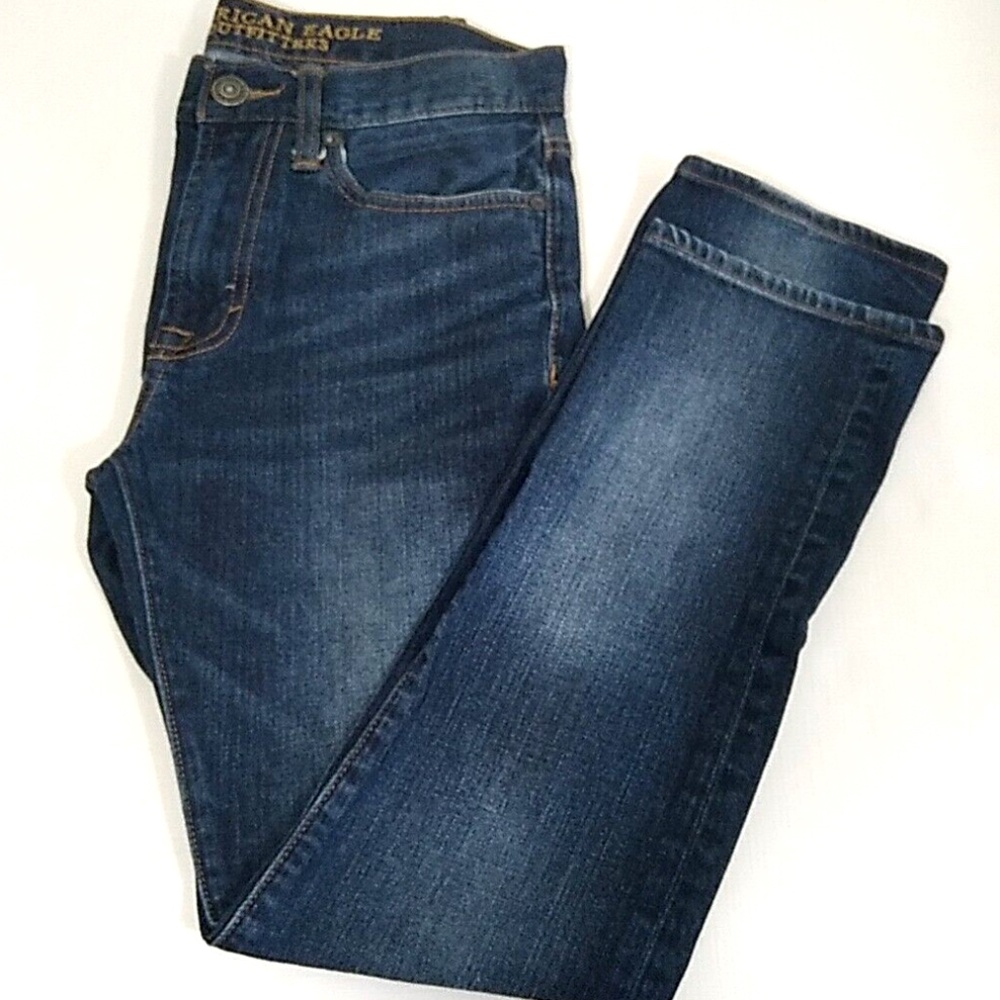American Eagle Outfitters Slim Straight Jeans Women's Size 28/30 Blue Mid Rise